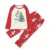 Christmas Print Family Matching Pajama Set with Long Sleeve Round Neck Top and Pants for Parents and Kids