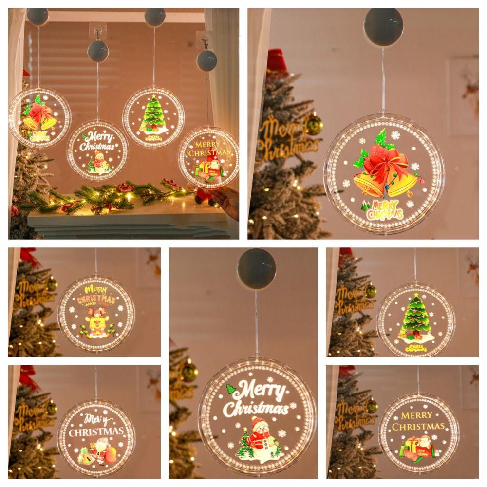 Hanging Window Suction Cup Lamp Snowflake Christmas Window Lights  New Year