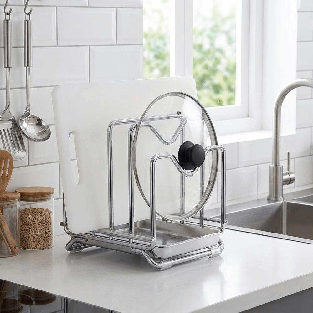 Anti-slip Multi-layer Pot Lid Rack Stable Pot Lid Storage Rack Pot Cover Shelf Pantry