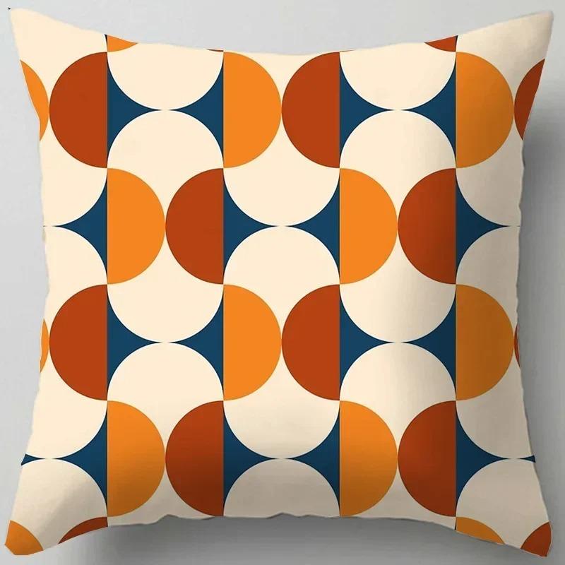 Housse De Coussin Pour Canapé, Décoration Moderne Pour La Maison, Salon, Bureau, Taie D'oreiller Géométrique Orange