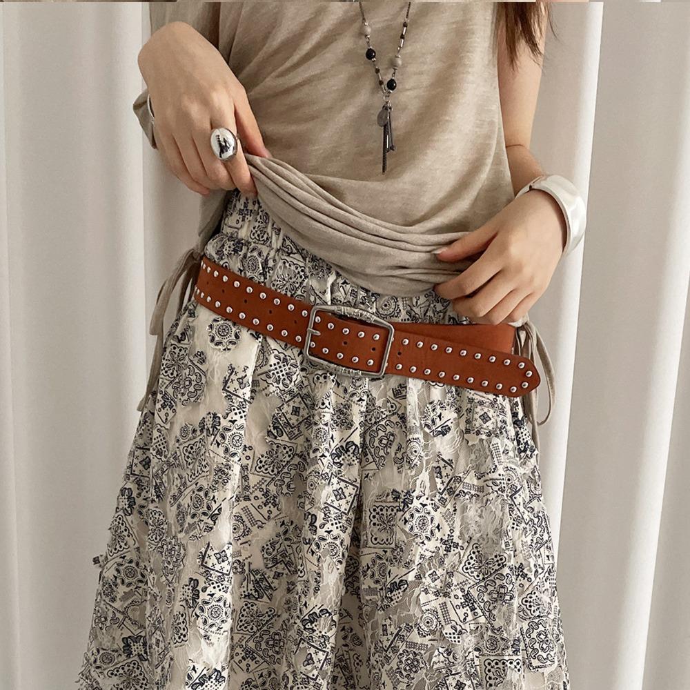 

Роскошный дизайн замшевый ремень с заклепками ретро панк пояс для талии деловой пояс для талии сочетается с юбками джинсами