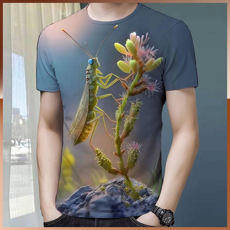 Men's Short Sleeved T-shirt Summer Hot Item Insect Butterfly Series High-end Digital 3D Printed Pattern 3D Three-dimensional Top