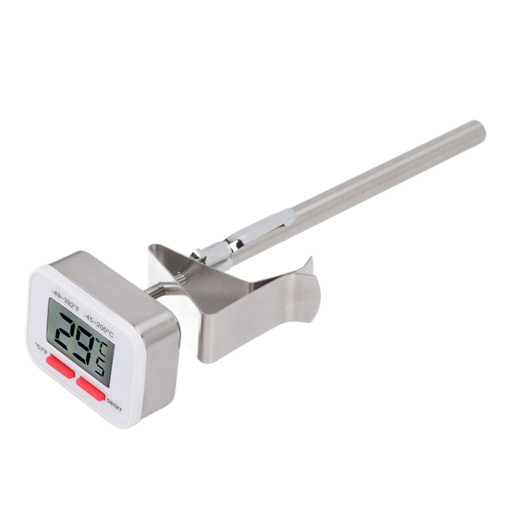 Food Thermometer Regulable Clip Large Display Screen Detachable Stainless Steel White Kitchen
