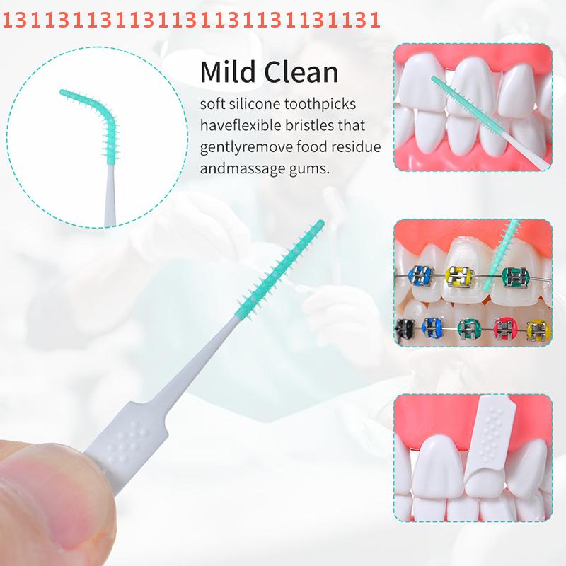 200 Pcs Super Soft Dental Cleaning Teeth Cleaner Floss Toothpicks Oral Care Tools for Better Smile Silicone Interdental Brush