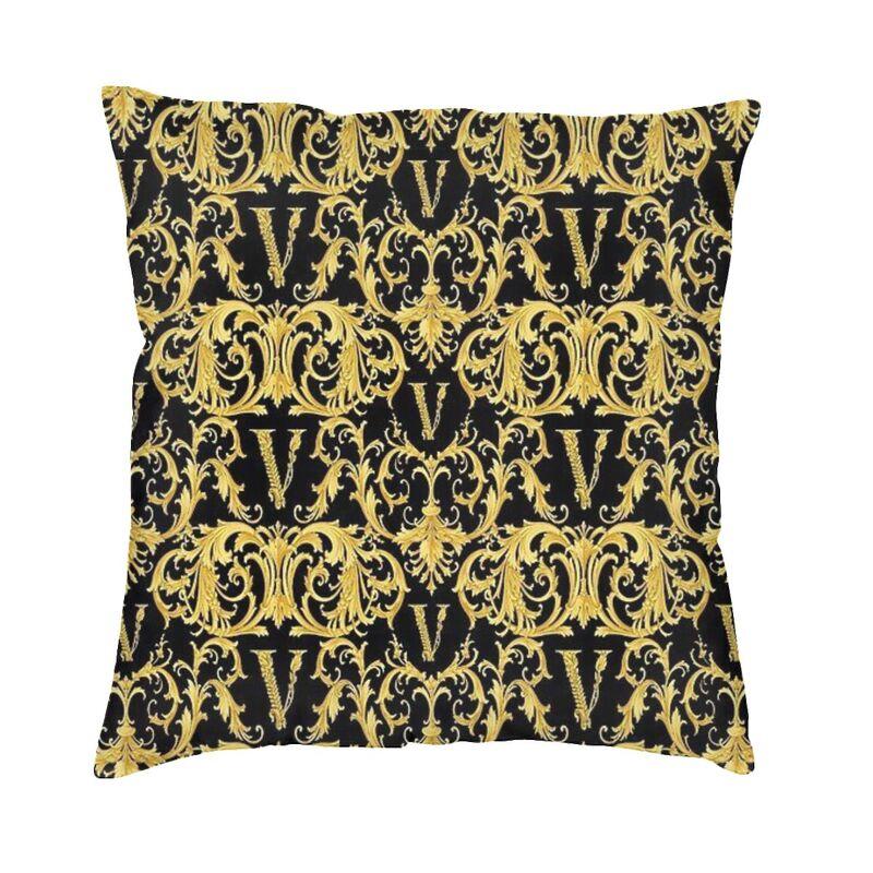 Golden Baroque Elegance Style Square Pillowcover Home Decorative Cushion Cover Throw Pillow for Car Doublesided Printing
