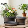 Non-slip Bulb Growing Pots Plant Pot with Saucer, 10 Inch 13 Wide Flowerpot Versatile for Balcony Drainage Holes, Indoor Outdoor Planter Tulips Lilies