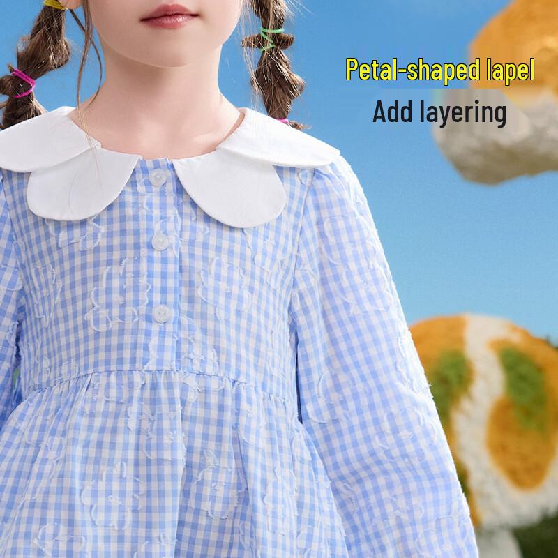 ASK JUNIOR Детское клетчатое платье-принцесса с длинным рукавом для девочек 100