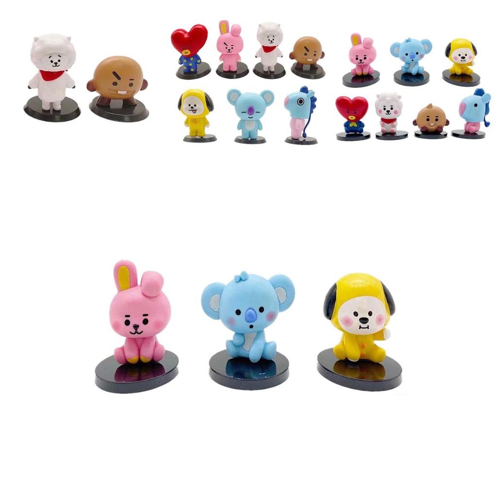 Bts Bt21 7pcs/set Baby Monitor Figures Ornaments Cake Topper Toys Gift