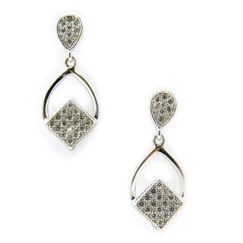 Les Trésors De Lily [L7456] - Boucles Argent 'Sissi' blanc argenté (rhodié) - 20x8 mm