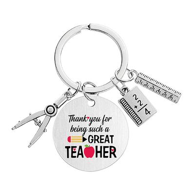 Teacher Key Chain Thank You Teacher Text Popular Pendant Key Chain Teachers'Day Pendant Gifts For Teachers