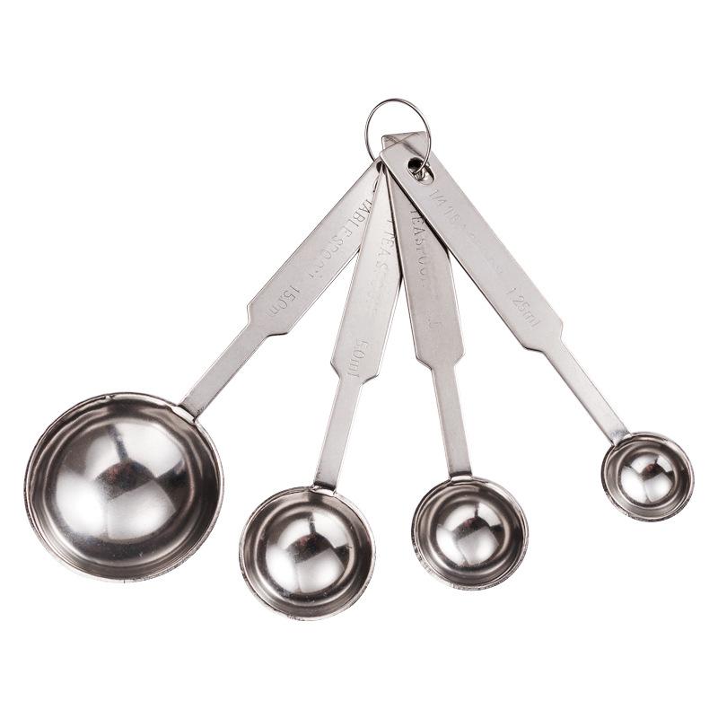 201 Stainless Steel Measuring Spoon Kitchen Baking Measuring Tool Milk Powder Salt Measuring Spoon Set Measuring Four Piece Set