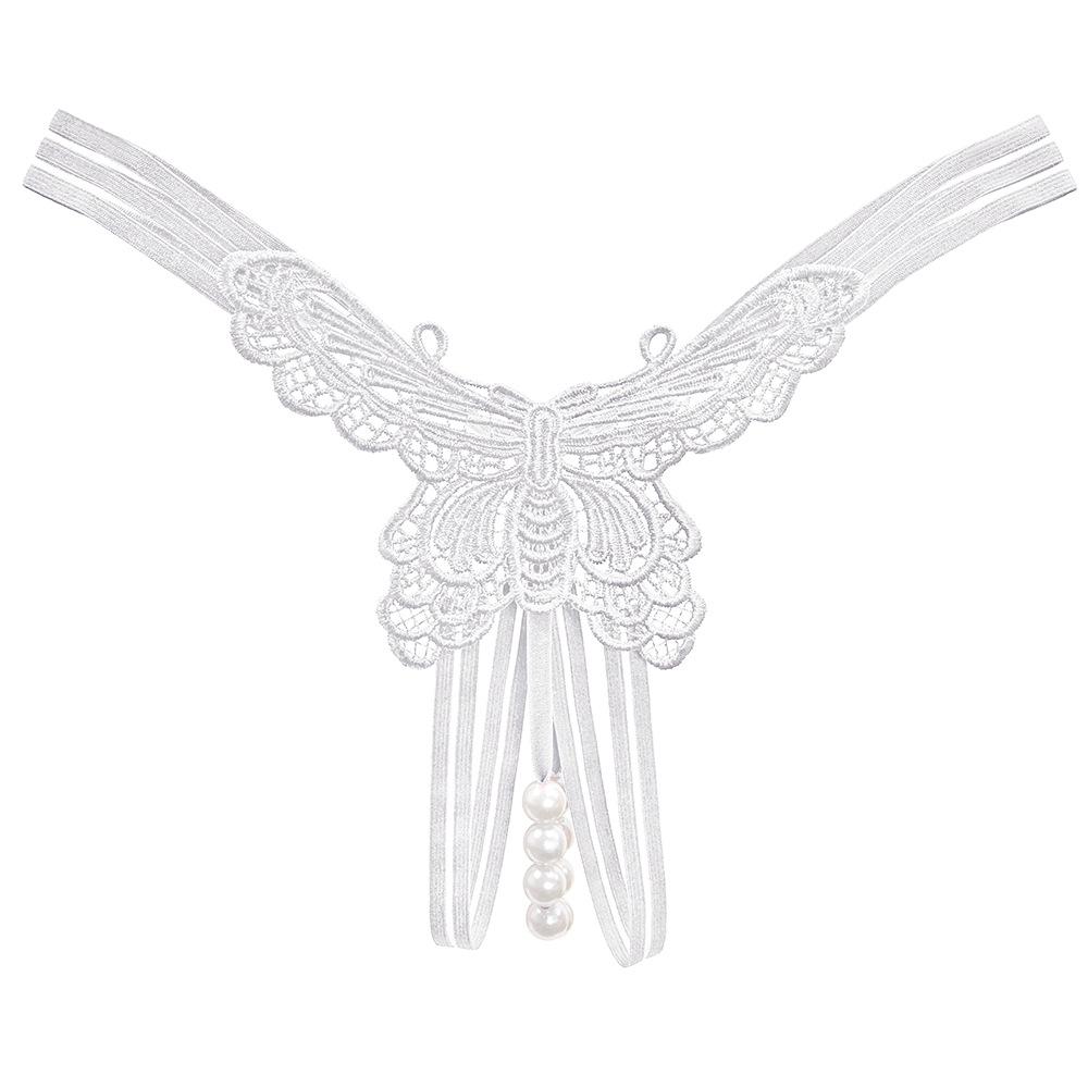 Joc Perla Stil Casă Privată Chiloți Sexy Femei Perspectivă Fierbinte Broderie Fluture Deschidere Temptație Tangă cu Bretele Subțiri