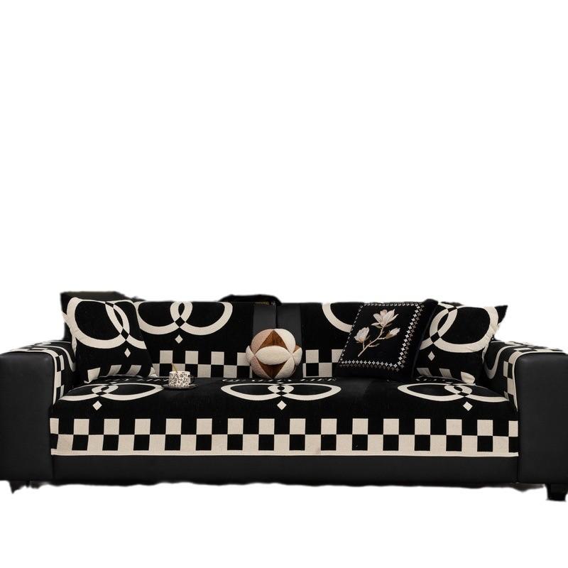 Straight Row Sofa Cushion  New Four-Season Universal Light Luxury High-End Sofa Cover Cloth Towel Non-Slip Leather Sofa Seat Cushion