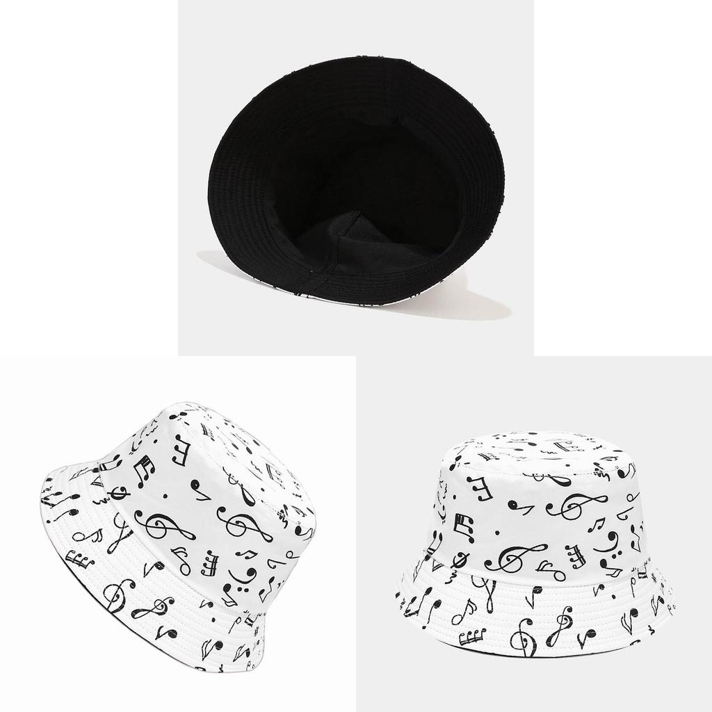 Fischerhut mit breiter Krempe und Notenmuster, Sonnenschutz für Damen und Herren