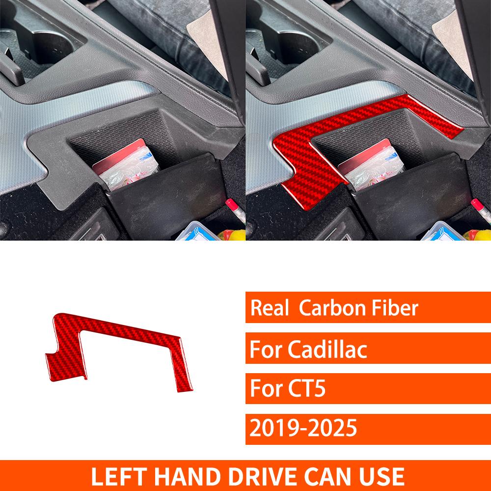 For Cadillac CT5 -2025 Real Carbon Fiber Sticker Centre storage box Panel Trim Cover Car ide decorative Accessories