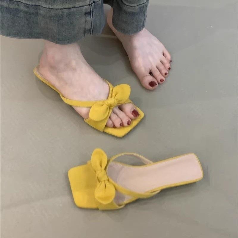 Cool slippers women's new with skirt bow open-toed beach sandals
