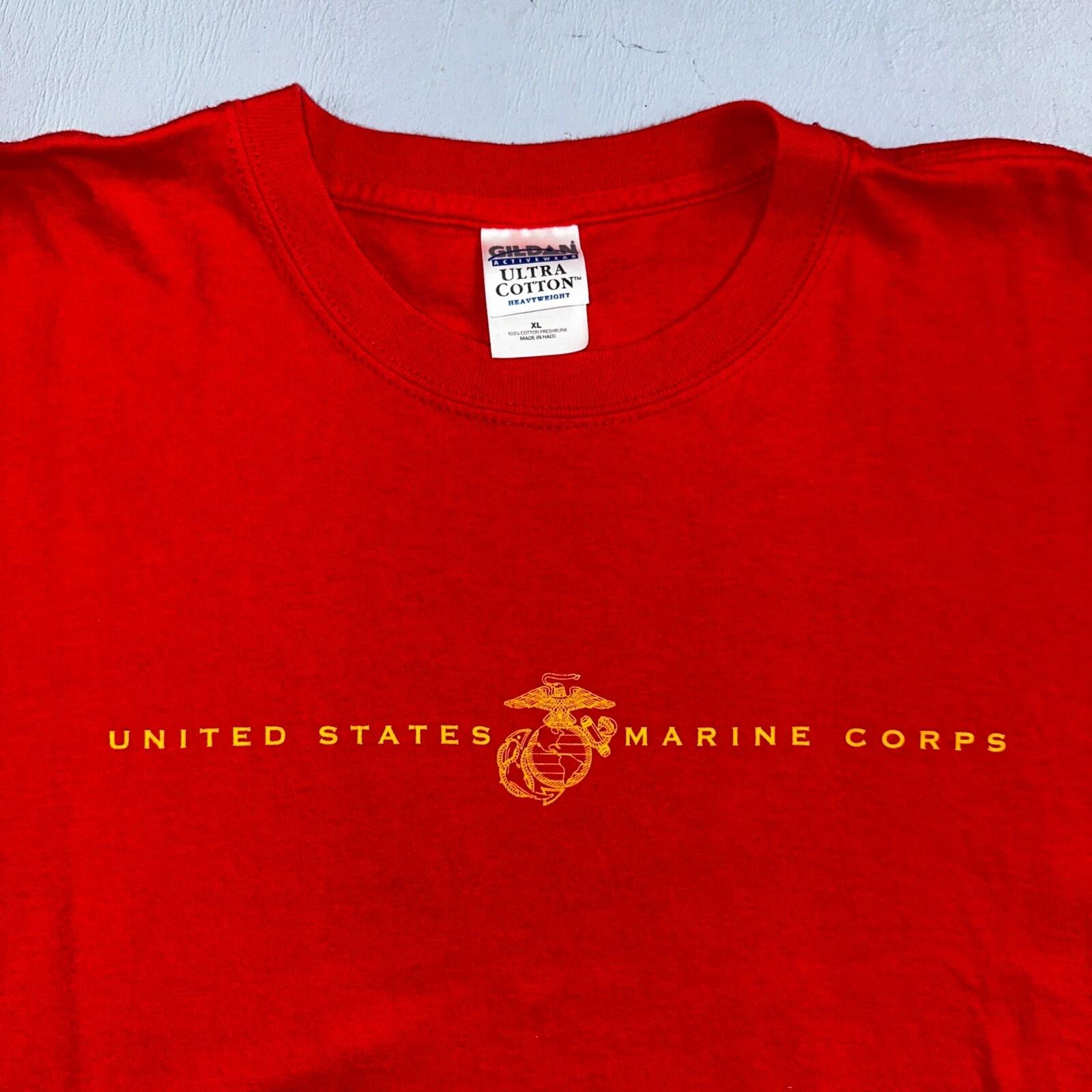 

USMC United States Marine Corps VTG T Shirt Y2K Red Military USA America Love L