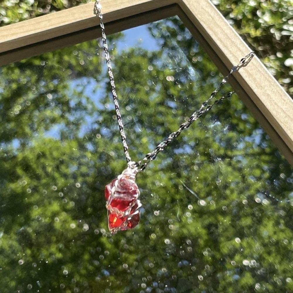 

Цветное флуоресцентное ожерелье из натурального камня неправильной формы, цепочка-чокер, хипстер красный