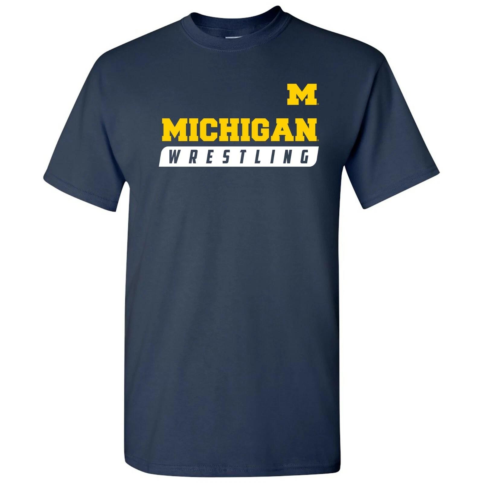 University of Michigan Wolverines Wrestling Slant T-Shirt - Navy L