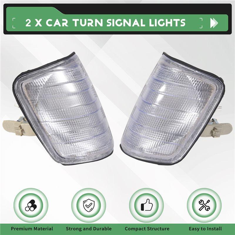 Powerful Car L+R White Corner Lights Turn Signal Lights For Mercedes W124 E-Class Sedan 1985-95 1248260043 1248260143