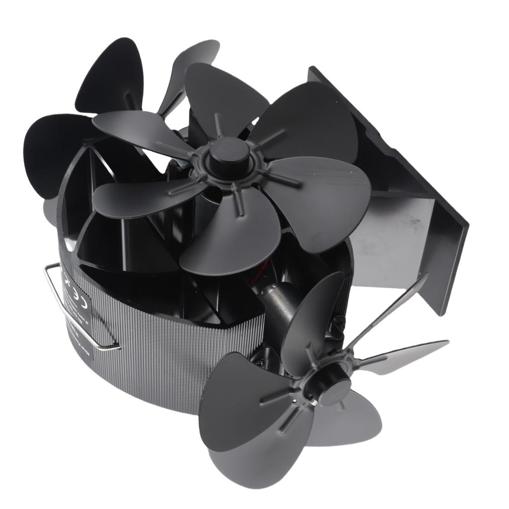 Wood Burning Stove Fan Efficient Airflow 18 Blades Aluminum Stove Fan Energy Saving Protective Cover with Handle for Fireplace