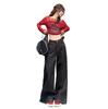 Black wide-leg jeans women's autumn and winter new straight loose high waist lazy and thin floor long pants