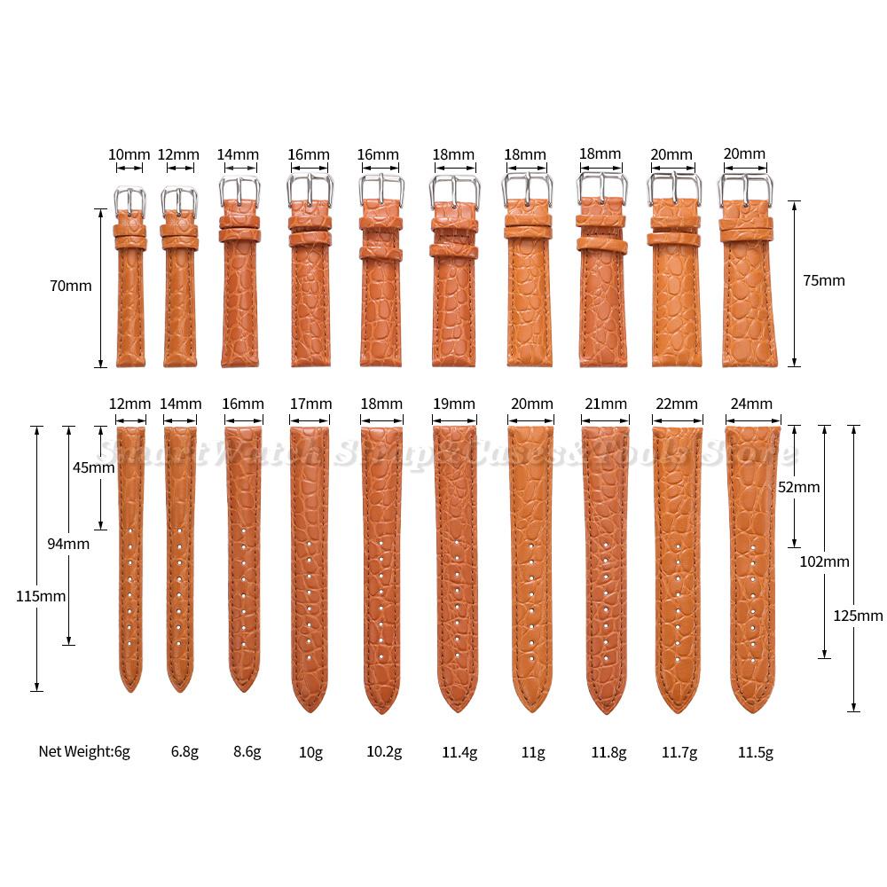 Crocodile Pattern Design Leather Watchband 12/14/16/17/18/19/20/21/22/24mm Soft Watch Straps Men Women Casual Business Wristband