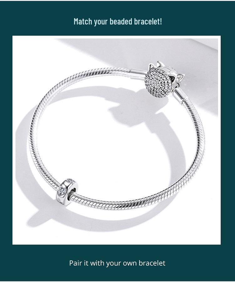 Pure Heart Sterling Silver Zircon Bracelet with Heart-Shaped Spacer Beads