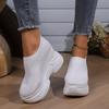 High-heeled Sports Casual Shoes in Glossy Black and White, Women Shoes, Sneakers