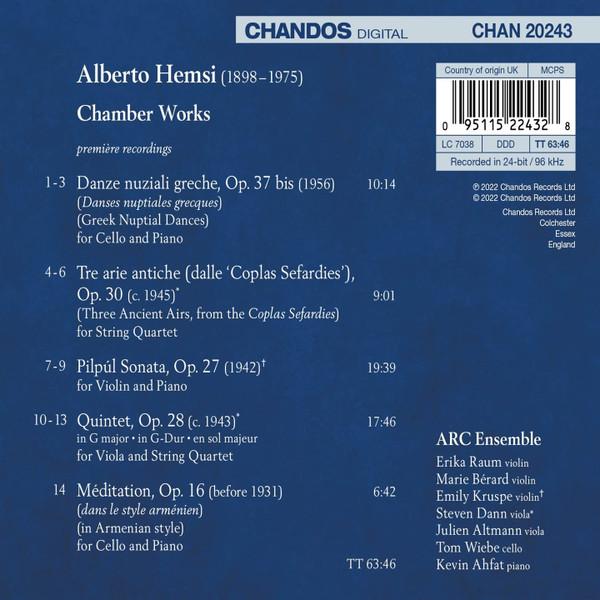 

CD ARC ENSEMBLE, ALBERTO HEMSI - Chamber Works CHAN20243 Chandos 2022 UK ObiClassical Used