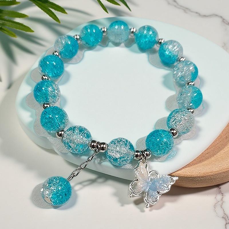 Butterfly Love Flower 10mm Handmade Beaded Bracelet - Original, Personalized, Exquisite Jewelry Gift for Friends and Newcomers