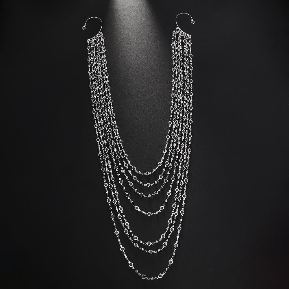 

Богемный дизайн клипсы для ушей со стразами длинный дизайн многослойные серьги с кисточками особые случаи серебряный