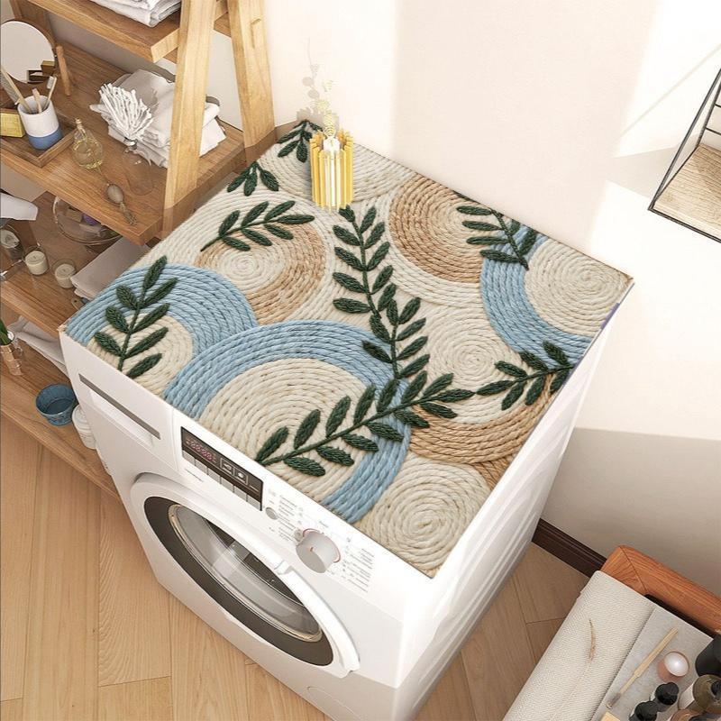 Various Sizes Vintage Checkered Printed Washing Machine Dust Cover Pad, Quick-Dry Absorbent Protective Top Mat for Washer and Dryer