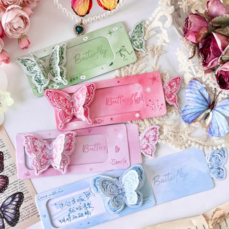 3D Butterfly Greeting Card Pull-Tab Surprise Letter with Envelope Birthday Card for Her Kawaii Cartoon Stationery Gift Bestie