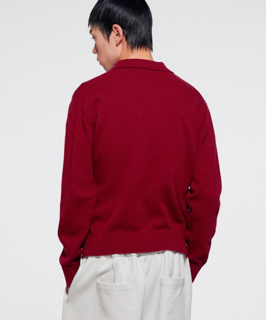 ERA Men Wool Blend Polo Sweater - Deep Burgundy