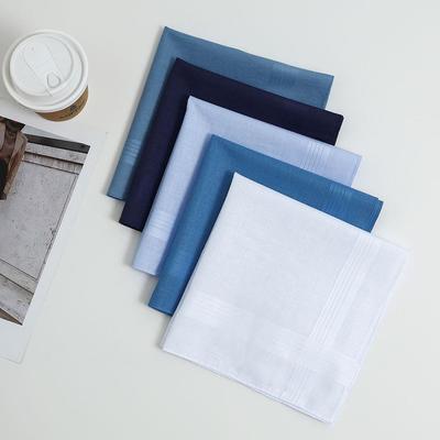 Men's 40cm Plain & Striped Cotton Handkerchief Set for Suits