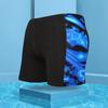 Inner Drawstring Mid-rise Swimming Trunks with Lining Streamlined Design Elastic Waistband Men Shark Print Stitching Swim Shorts Beachwear