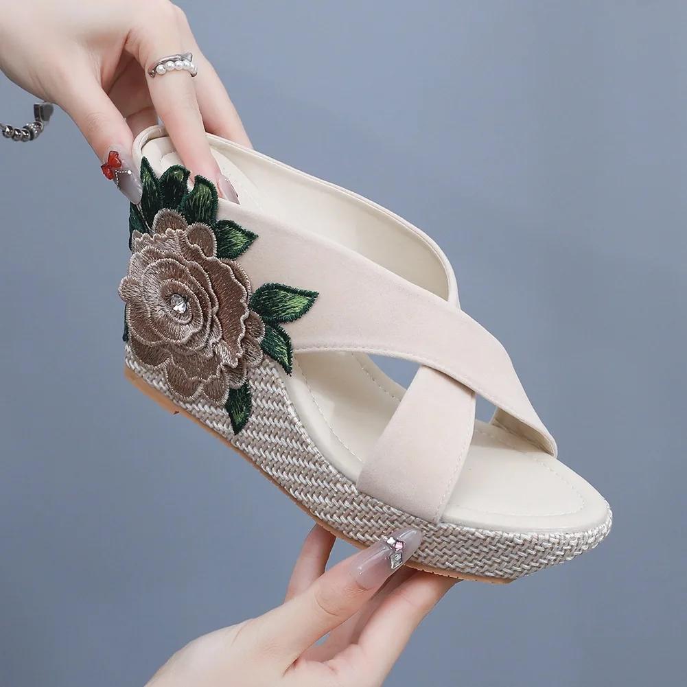 

Большой размер 33-43 Босоножки на платформе Летние туфли на высоком каблуке Домашние тапочки Повседневные пляжные шлепанцы Босоножки на толстой подошве Вечерняя обувь для вечеринки 43 абрикосовый