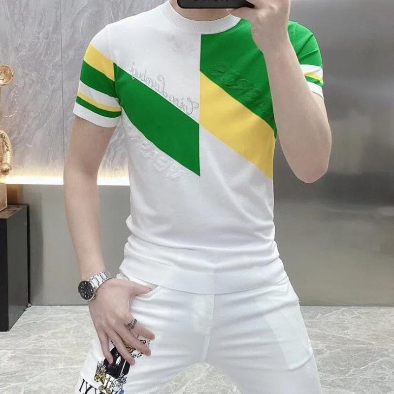Fashionable Slim Short-sleeved for Men with Round Neck Versatile Casual T-shirt for Men