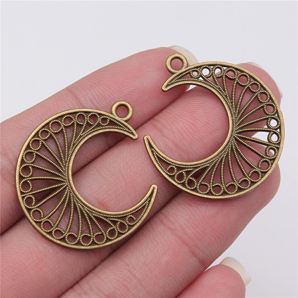 5pcs Moon Pendant Charms For Jewelry Making DIY Handmade Craft Antique Jewelry Making
