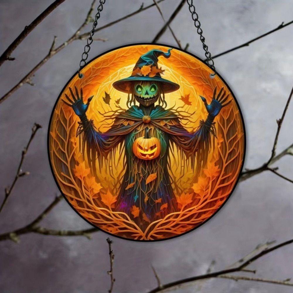 Easy to Install Halloween Owl Hanging Ornaments Painted Design Acrylic Window Pendant  Home