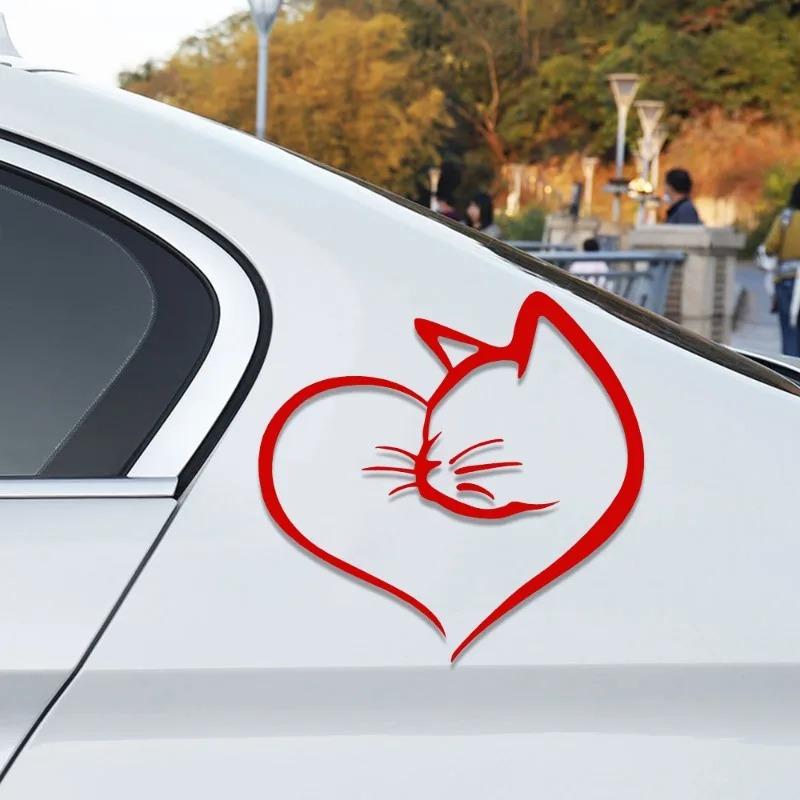 Auto-Katzen-Herz-Aufkleber, für Zuhause, Fenster, Glas, kreative Dekorationen, Aufkleber, Auto-Styling, wasserdicht, Tier-Aufkleber, Haustier-Aufkleber