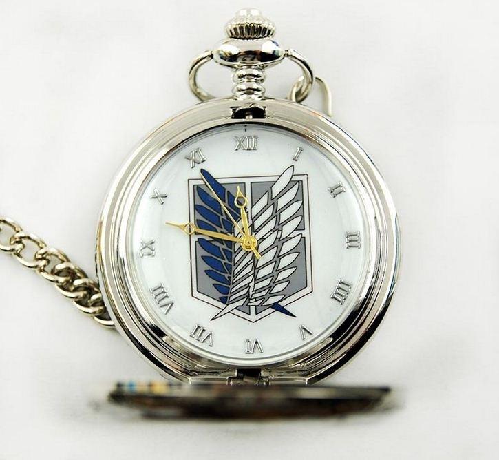 Anime Shingeki no Kyojin Kapesní hodinky Průzkumný sbor Modrobílý znak s krabičkou Dárek