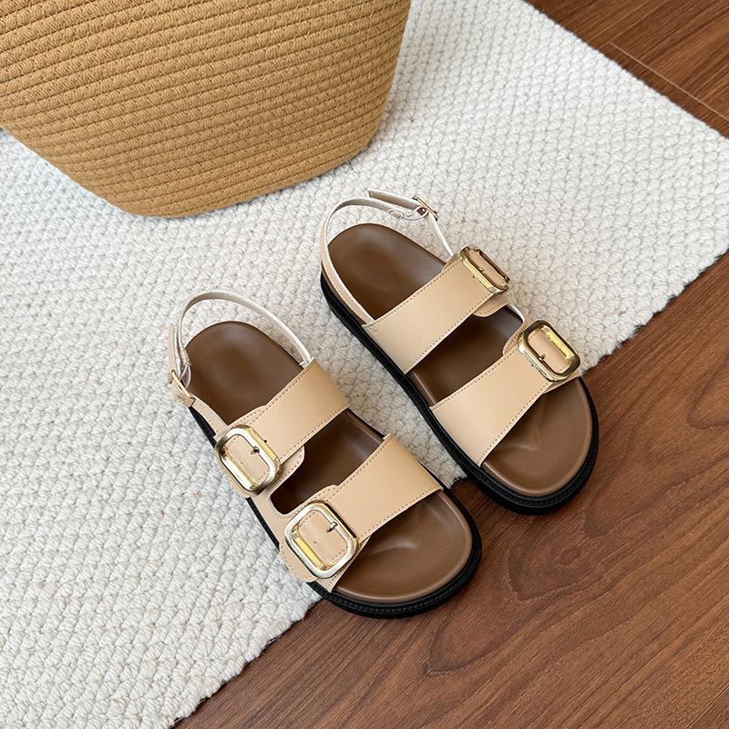Muffin platform sandals casual women's shoes summer new square head fashion belt buckle flats children