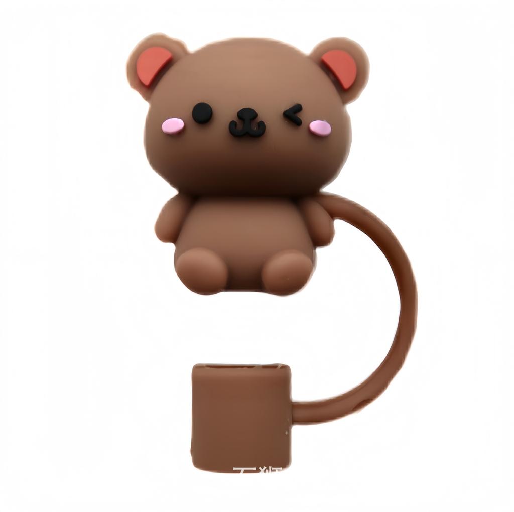 5/1pcs 10mm Cartoon 3D Animals Straw Cover Cap For Water Bottle Drinking Dust Cap Leak-Proof Straw Tips Cover