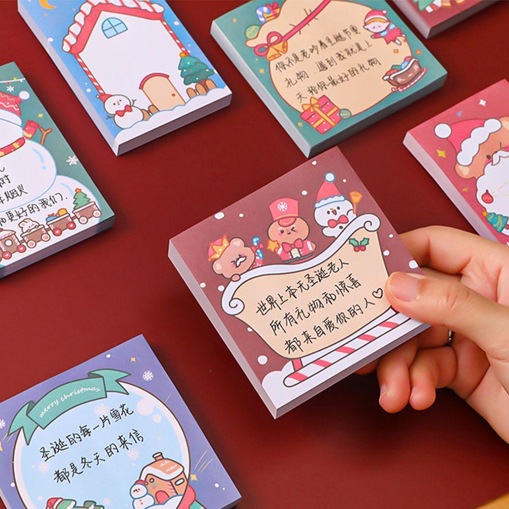 Office Supplies Santa Self-Adhesive Christmas Memo Pads Message Notes Writing Paper Sticky Notes