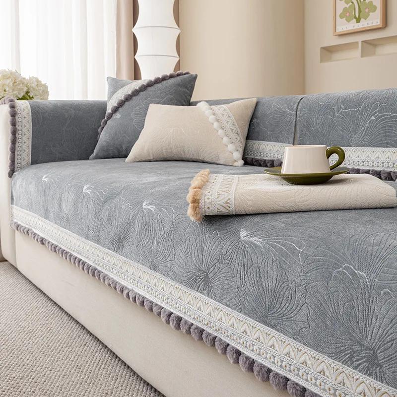 Hydrangeas Sofa Covers Slipcovers Cover for Couch Anti-Skip Jacquard Armchair Sofa Towel Decorative Couch Cover for Living Room