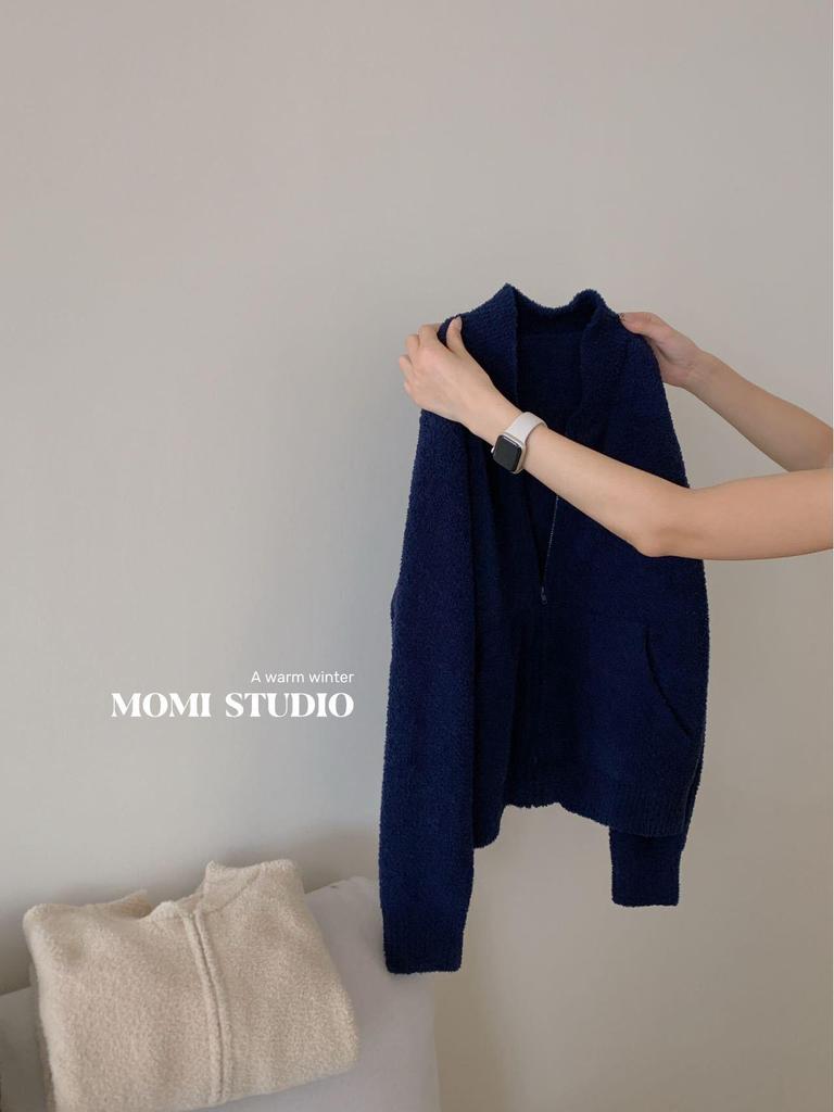 Women's Du Xiaozhai Stand Collar Zipper Cardigan - 2024 Autumn, Retro Design, Cozy Fit