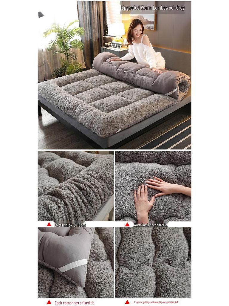 Thickened Warm Lambswool Tatami Mattress - Double, Anti-Slip, Foldable for Dorms