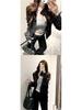 Women's Trendy Black Suede Stand Collar Retro Jacket for Spring, Autumn, and Winter